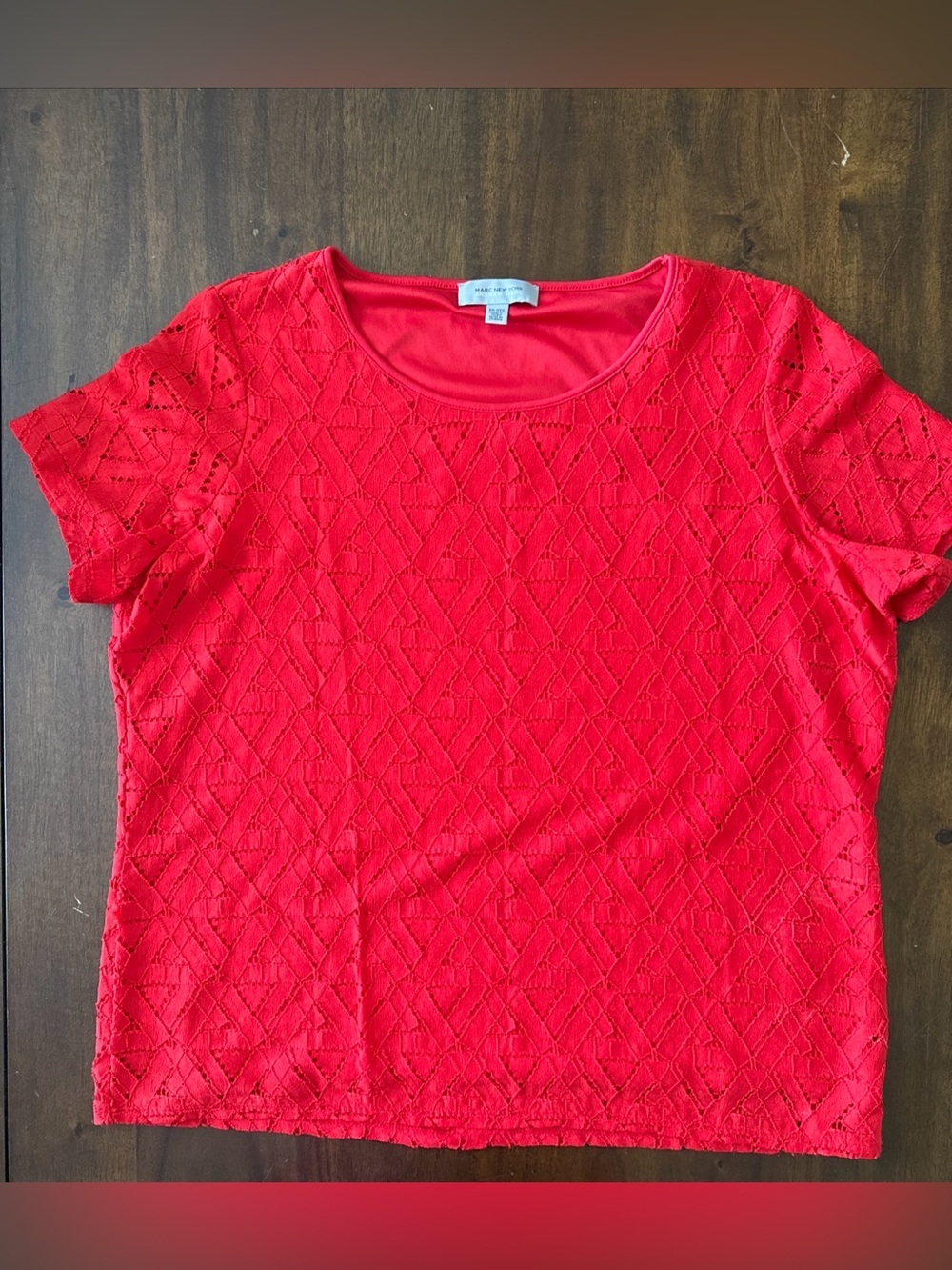 Marc New York Andrew Marc Women's Top Tango Red Lace Lined XXL Office Chic